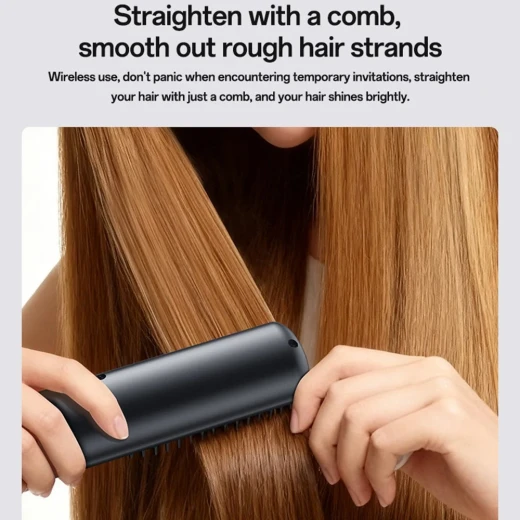 YESIDO MG23 Wireless Hair Straightener Brush 2-in-1, Black, 3 Temperature Settings, Cordless Hair Styling Brush with Portable Design for Convenient Hair Straightening and Styling at Home or While Traveling - Yesido - Image 8