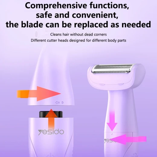 YESIDO MG26 3-in-1 Multi-Functional Body Hair Trimmer, Purple, IPX6 Waterproof, Suitable for Wet and Dry Use, Up to 90 Minutes of Runtime for Shaving, Trimming and Personal Grooming - Yesido - Image 5