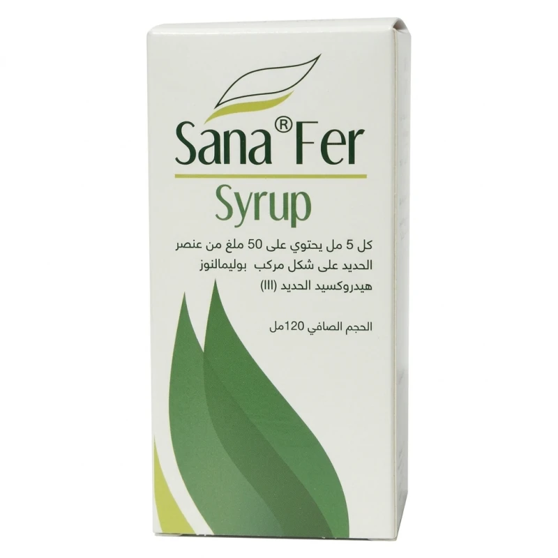 SanaFer Iron Supplement Syrup for Anemia and Deficiency Treatment, Boosts Hemoglobin and Daily Energy Levels, Safe and Effective Formula for Adults and Children, 120 ml Bottle - Sana Fer