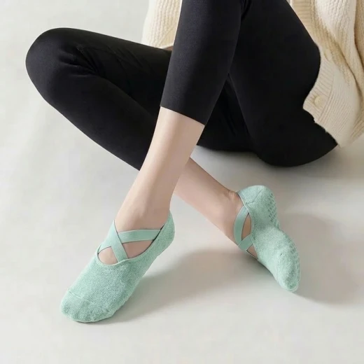 Non-Slip Yoga & Pilates Grip Socks for Women | Anti-Skid Barre, Dance, Gym & Home Workout Socks with Cross Straps Non-Slip Yoga & Pilates Grip Socks for Women | Anti-Skid Barre, Dance, Gym & Home Workout Socks with Cross Straps