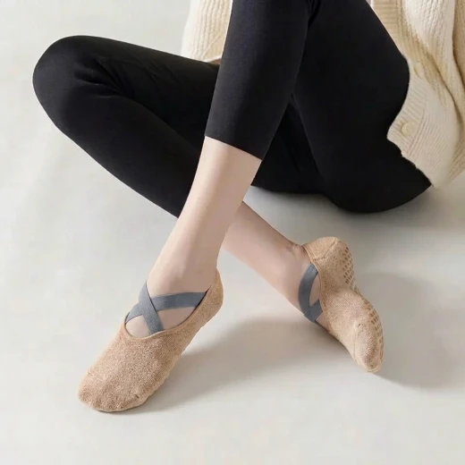 Non-Slip Yoga & Pilates Grip Socks for Women | Anti-Skid Barre, Dance, Gym & Home Workout Socks with Cross Straps Non-Slip Yoga & Pilates Grip Socks for Women | Anti-Skid Barre, Dance, Gym & Home Workout Socks with Cross Straps