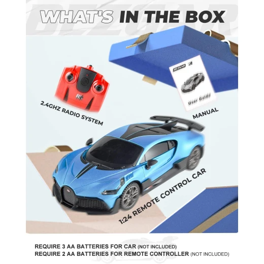 RW Bugatti Divo RC Car 1:24 Scale Rechargeable Battery Powered Model - RW - Image 2