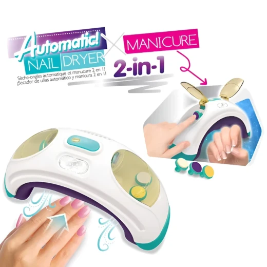 Tasia Nail Art Laboratory T08295-A-A Automatic Dryer Manicure Machine Creative Nail Design Kit with 3 Nail Polishes Stickers Double Sided Adhesives for Girls Ages 8+ - Tasia - Image 2