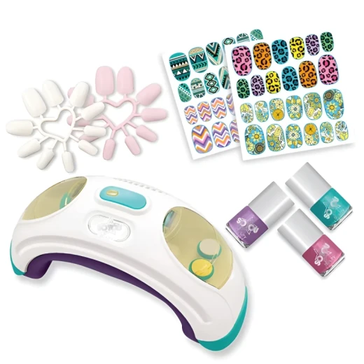 Tasia Nail Art Laboratory T08295-A-A Automatic Dryer Manicure Machine Creative Nail Design Kit with 3 Nail Polishes Stickers Double Sided Adhesives for Girls Ages 8+ - Tasia - Image 4