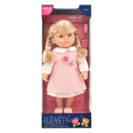 Dolls World دمية إليزابيث 36 سم بجسم ناعم وذراعين وساقين متحركتين وعينين نائمتين وشعر طويل وفرشاة وربطات شعر وزي لطيف ولعبة واقعية للأطفال بعمر 18 شهرًا - دلز ورلد