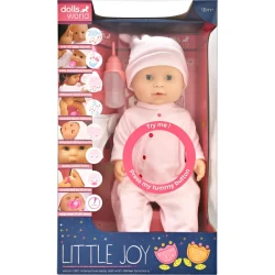 Dolls World Baby Joy Bathable Interactive Doll 46cm 18 Inch Deluxe Pink Outfit Sleeping Eyes Bottle Dummy Potty Nappy Birth Certificate Real Baby Sounds for Kids Ages 2+