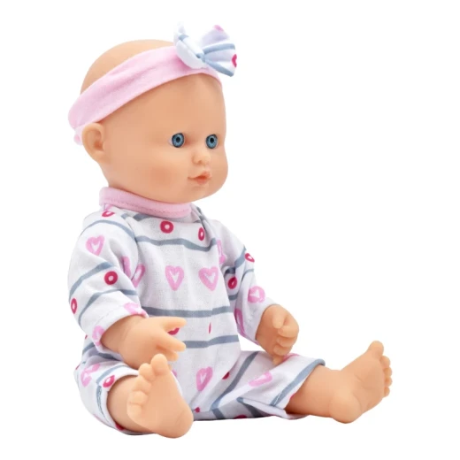 Dolls World ليتل بوبيت دمية طفلة 25 سم بجسم ناعم وأذرع وأرجل فينيل وعيون تغلق وملابس قابلة للإزالة وعصابة رأس ولهاية قابلة للاستحمام لعبة واقعية للأطفال من عمر 10 أشهر+ - دلز ورلد - Image 5