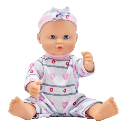 Dolls World ليتل بوبيت دمية طفلة 25 سم بجسم ناعم وأذرع وأرجل فينيل وعيون تغلق وملابس قابلة للإزالة وعصابة رأس ولهاية قابلة للاستحمام لعبة واقعية للأطفال من عمر 10 أشهر+ - دلز ورلد - Image 4