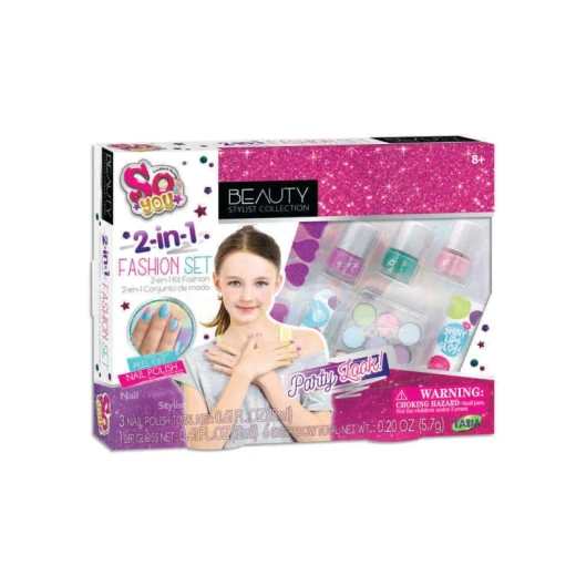 Tasia, Fashion Set 2-In-1 Eyeshadow Palettes Lipsticks Nail Polish Finger Separator Nail File Creative Beauty Makeup Kit for Girls Ages 8+