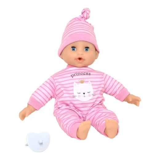 Dolls World Little Loves Doll 30cm 12 Inch Soft Bodied Vinyl Arms Legs Closing Eyes One Piece Outfit Hat Pacifier Realistic Play Toy for Toddlers Ages 18 Months+ - Dolls World - Image 2