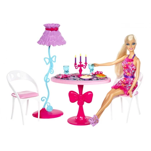 Barbie Glam Dining Room Furniture and Doll Set Barbie Glam Dining Room Furniture and Doll Set