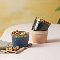 The Karaj Goody Blue Ceramic Dessert Bowl features an elegant 8cm diameter design, perfect for serving sweets and small snacks. It is durable and very stylish