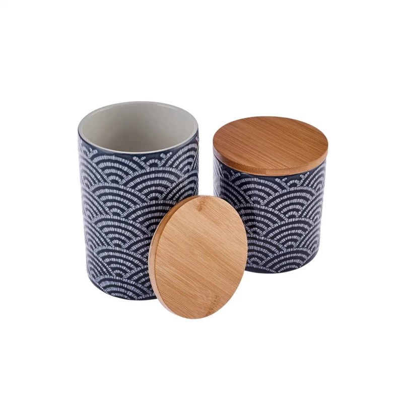 Karaca Luffy 2 Piece Ceramic Storage Jar Set, Blue Multi, Kitchen Organization - karaca