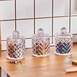 Karaca Robby 3 Piece Clear Glass Spice Jar Set with Airtight Lids, Each Jar Holds 350ml, Includes 3 Stylish Spice Jars for Kitchen Organization and Spice Storage