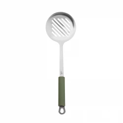 Karaca Lana Green Perforated Ladle Kitchen Utensil with Heat Resistant Silicone Head for Cooking and Serving Soups, Stews, Sauces. Ergonomic Handle Design. 12 Inch Length