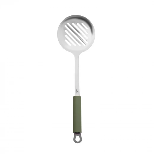 Karaca Lana Green Perforated Ladle Kitchen Utensil with Heat Resistant Silicone Head for Cooking and Serving Soups, Stews, Sauces. Ergonomic Handle Design. 12 Inch Length Karaca Lana Green Perforated Ladle Kitchen Utensil with Heat Resistant Silicone Head for Cooking and Serving Soups, Stews, Sauces. Ergonomic Handle Design. 12 Inch Length