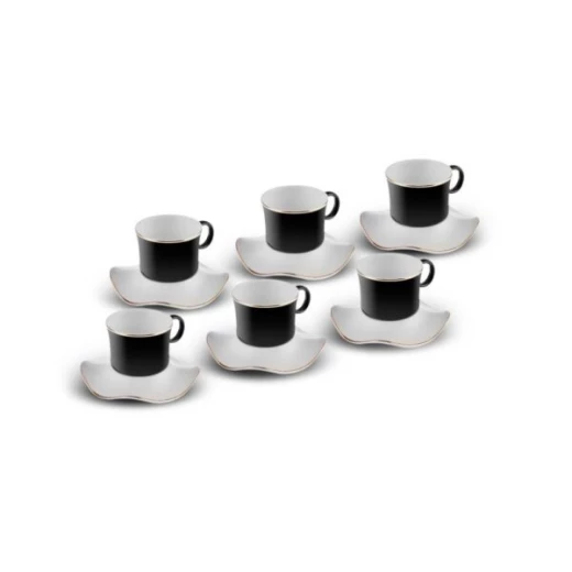 طقم فناجين قهوة كراجا أسود - 6 قطع - بورسلين عظمي جديد طقم فناجين قهوة كراجا أسود - 6 قطع - بورسلين عظمي جديد