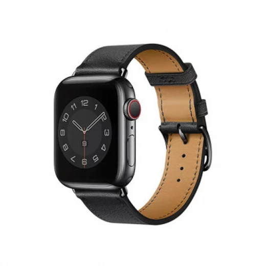سوار ساعة WIWU Attelage لساعة Apple مقاس 42/44/45/49 مم - جلد أسود سوار ساعة WIWU Attelage لساعة Apple مقاس 42/44/45/49 مم - جلد أسود