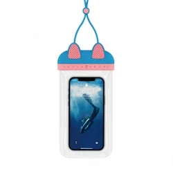 WIWU Kitty Waterproof Bag for Phones Up to 7 Inch with Touchscreen Support Blue