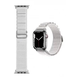 سوار معصم وي وو نايلون لساعة Apple Watch 42/44/45/49 أبيض - مريح ومتين