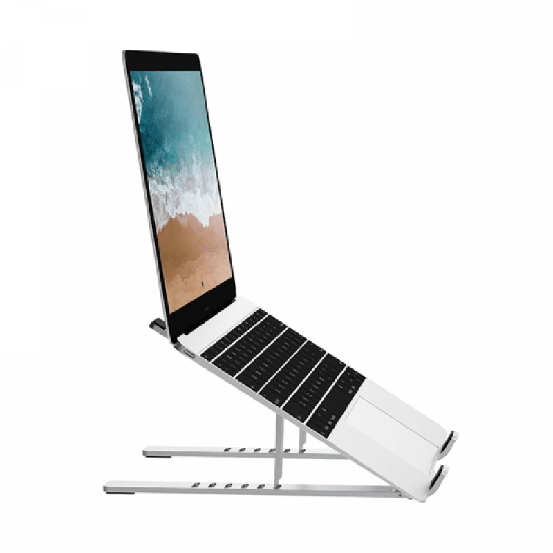 حامل كمبيوتر محمول قابل للتعديل Wiwu S400 فضي، تصميم مريح، قابل للطي - وي وُو