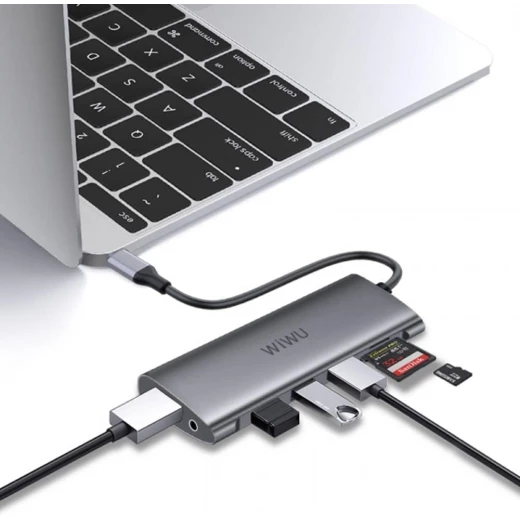 محول WIWU Alpha 11 في 1 USB-C A11312H - 4K HDMI، USB 3.0، إيثرنت، قارئ بطاقات SD/TF - وي وُو - Image 4