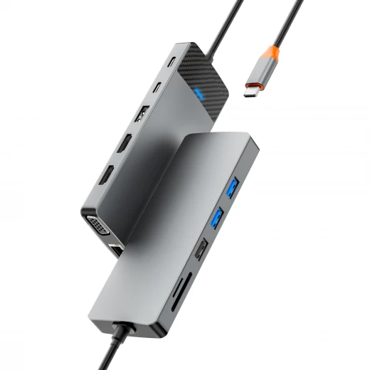 محطة إرساء وي وو Linker 12 في 1 USB-C لجهاز MacBook - رمادي فلكي - Image 4