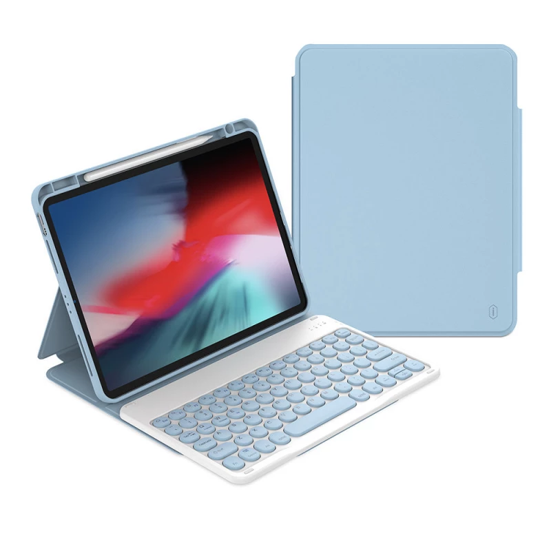 حافظة وي وو لجهاز iPad Air 11 2024 مع لوحة مفاتيح وحامل قلم - أزرق 10.9 و 11 بوصة - وي وُو