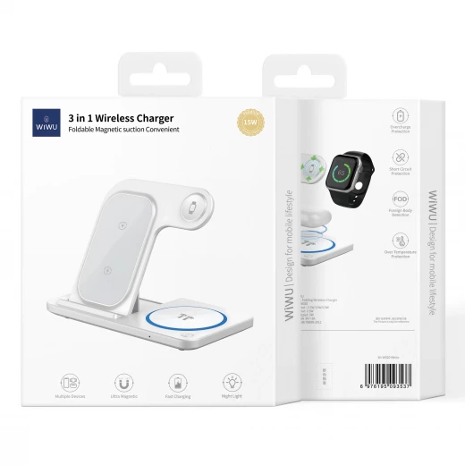 شاحن وي وو اللاسلكي القابل للطي 3 في 1: هاتف، AirPods، iWatch - وي وُو - Image 2