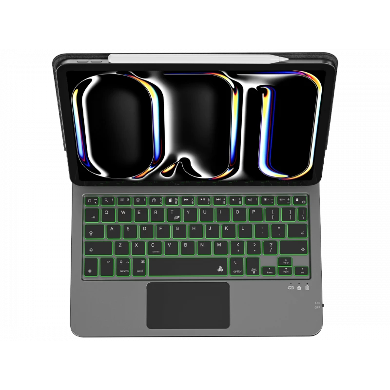 حافظة لوحة مفاتيح ماجيك MK-003 لجهاز iPad مقاس 10.9 بوصة، 3 في 1، بإضاءة خلفية، لون أسود من وي وو - وي وُو