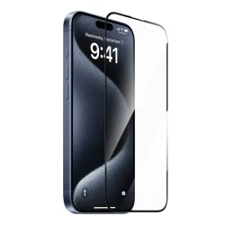 وايو واقي شاشة زجاج مقوى مقاوم للخدش مطلي بالياقوت GT-017 لهاتف ابل ايفون 16 برو ماكس أسود