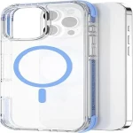 حافظة وايو HCC-203 MagSafe هجينة لهاتف آيفون 16 برو 6.3 بوصة، مقاومة للصدمات، واضحة تمامًا، مدرعة مع شفط مغناطيسي قوي N52، حماية عسكرية، غطاء خلفي نحيف - أزرق - وي وُو