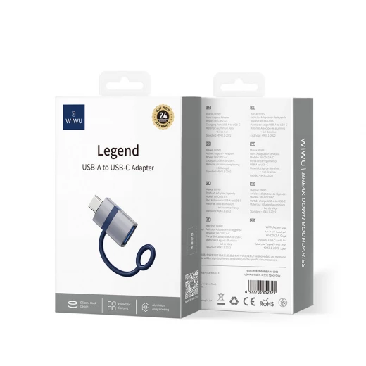 محول Wiwu Wi-C052 USB إلى Type-C OTG رمادي - نقل بيانات سريع محول Wiwu Wi-C052 USB إلى Type-C OTG رمادي - نقل بيانات سريع