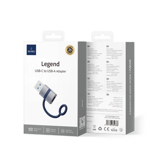 محول وي وو Wi-C052 من النوع C إلى USB OTG رمادي - نقل بيانات سريع محول وي وو Wi-C052 من النوع C إلى USB OTG رمادي - نقل بيانات سريع