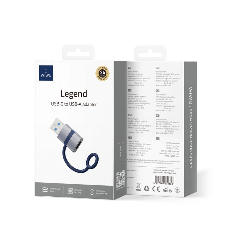 محول وي وو Wi-C052 من النوع C إلى USB OTG رمادي - نقل بيانات سريع - وي وُو