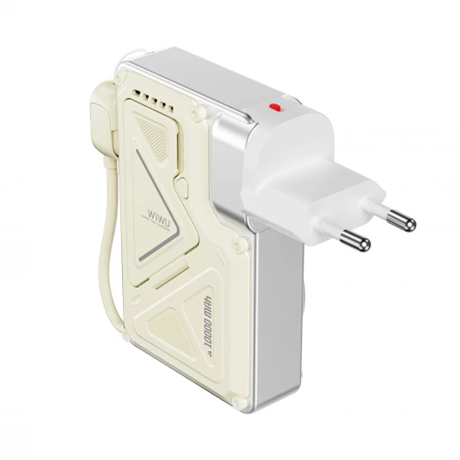 WiWU Wi-P057 5000mAh Magnetic Power Bank with Foldable Stand White - Wiwu - Image 3