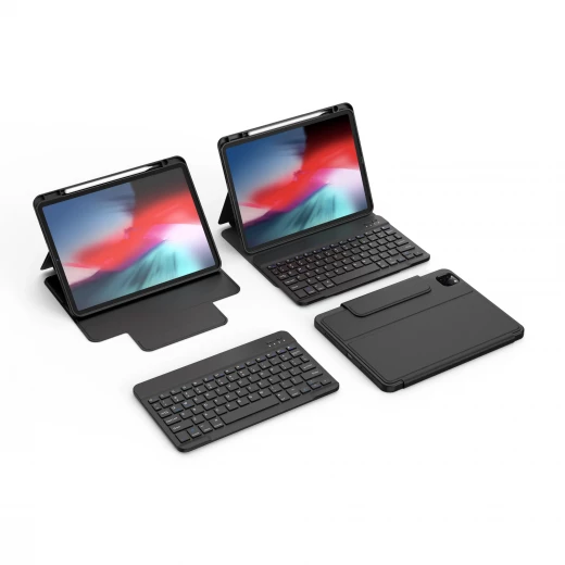 حافظة لوحة مفاتيح iPad واقية 10.9 بوصة - تصميم 2 في 1، أسود من وي وو - وي وُو - Image 4