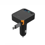 WiWU Helix 65W Car Charger: Triple Port, Fast Charging, USB-C Cable - Wiwu