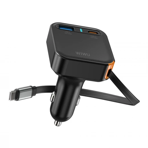 WiWU Helix 65W Car Charger: Triple Port, Fast Charging, USB-C Cable - Wiwu - Image 3