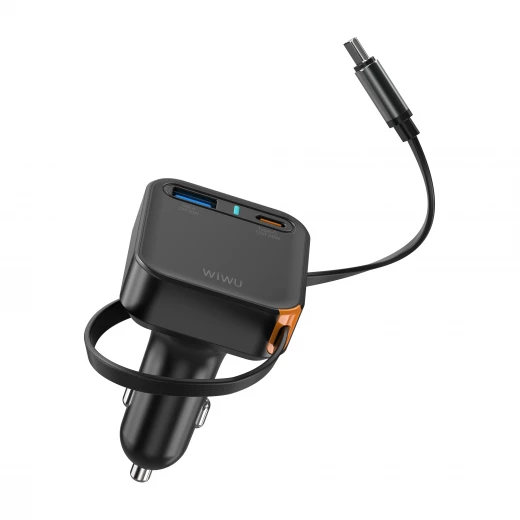 WiWU Helix 65W Car Charger: Triple Port, Fast Charging, USB-C Cable - Wiwu - Image 4