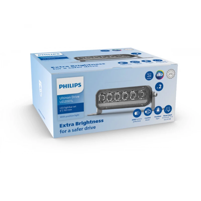 كشاف فيليبس UD2001LX2 LED بـ 2000 لومن، متوافق مع 12 فولت/24 فولت، مدى 270 متر، درجة حرارة اللون 6000 كلفن، مقاوم للماء IP67، ومقاومة للصدمات IK07 - فيليبس