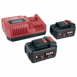 FLEX Professional 18.0V Battery Pack and Rapid Charger Kit: Includes 2x 5.0Ah Batteries for Cordless Power Tools and Fast Charging Capabilities