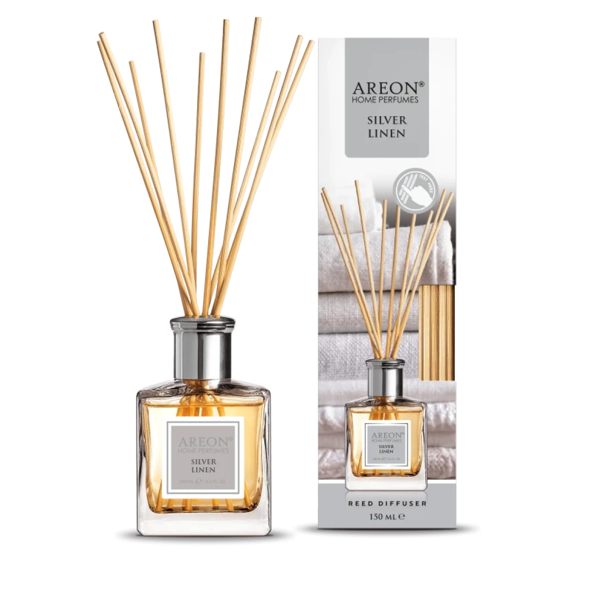 Areon Reed Diffuser Areon Silver Linen Scent Reed Diffuser 150ml Home Fragrance, Elegant ...
