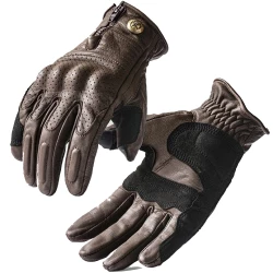 Oscar Leather Bike Handlebar Gloves Black Perforated Palm Protection