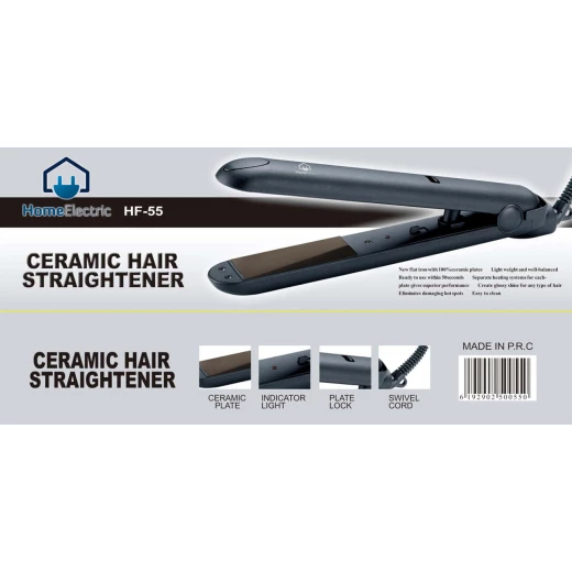 HF55 Hair Straightener Professional Ceramic Plate for All Hair Types 1 Inch with 1 Year Warranty for Smooth and Shiny Results - Home electric - Image 2