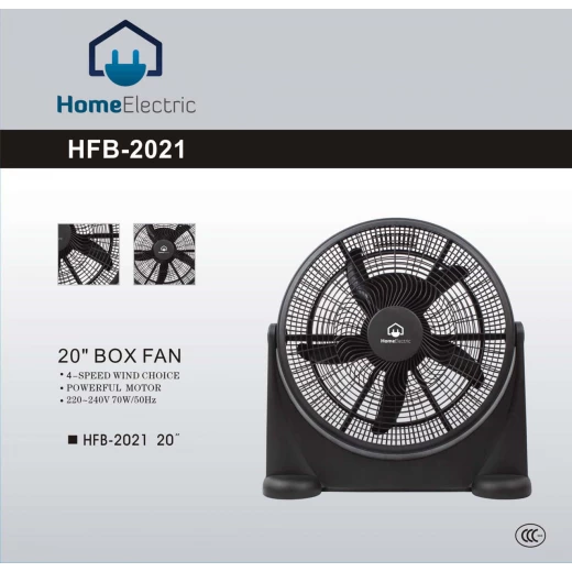 HFB2021 Box Fan 20 Inch Powerful Air Circulation 4 Speed Settings Adjustable Oscillating Blades 1 Year Warranty Black Home Cooling Appliance Quiet Operation - Home electric - Image 2