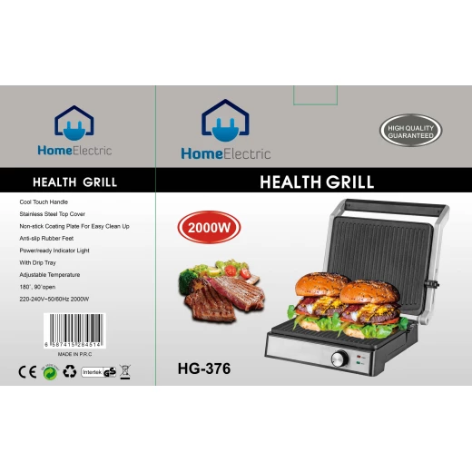 HG376 Electric Grill Stainless Steel Non-Stick Surface 1 Year Warranty - Home electric - Image 2