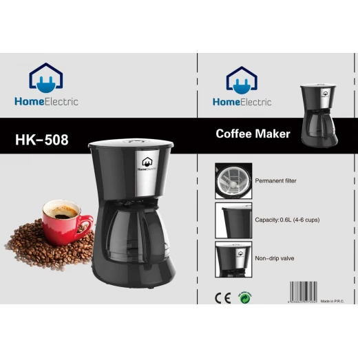 HK508 Coffee Maker: Brew Fresh Coffee at Home or Office with 6 Cup Capacity, Featuring a Permanent Filter for Ease of Use, Non Drip Valve, and Backed by a 1 Year Warranty - Home electric - Image 2
