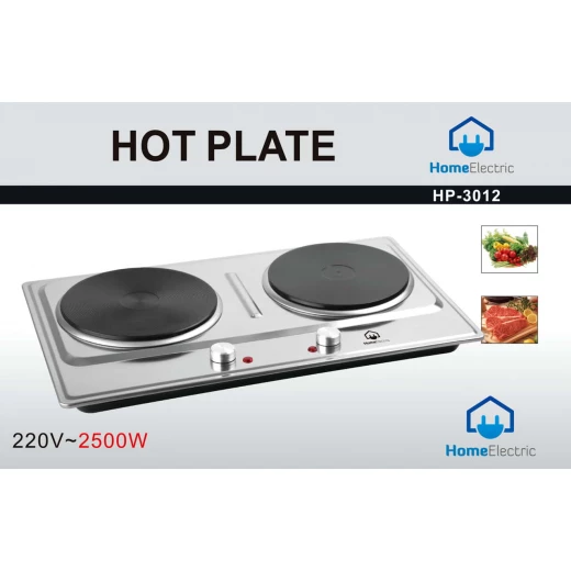 لوح تسخين HP3012 كهربائي 2 شعلة أسود محمول للمنزل والمكتب تصميم أنيق ضمان سنة سهل الاستخدام مثالي للمساحات الصغيرة والطبخ أثناء التنقل - هوم الكترك - Image 2