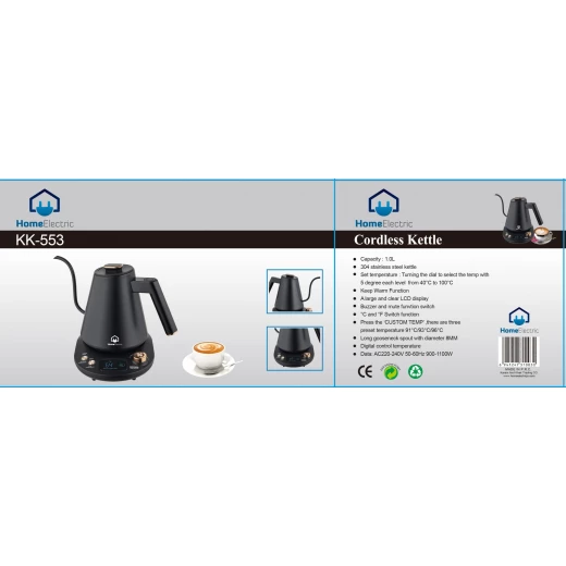 KK553 Digital Electric Kettle Stainless Steel with Digital Temperature Control, Keep Warm Function, and Mute Button. 1 Liter, 1100W, 1 Year Warranty. - Home electric - Image 2